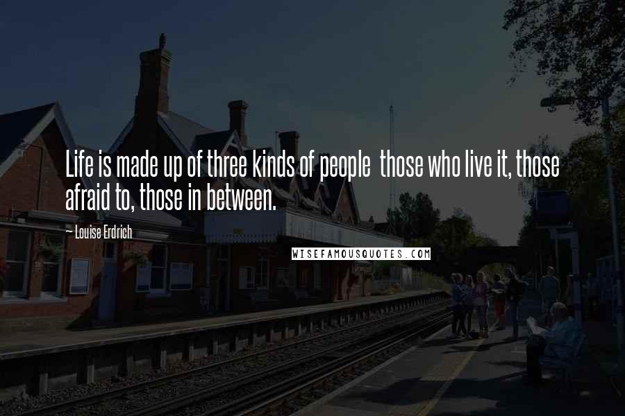 Louise Erdrich Quotes: Life is made up of three kinds of people  those who live it, those afraid to, those in between.