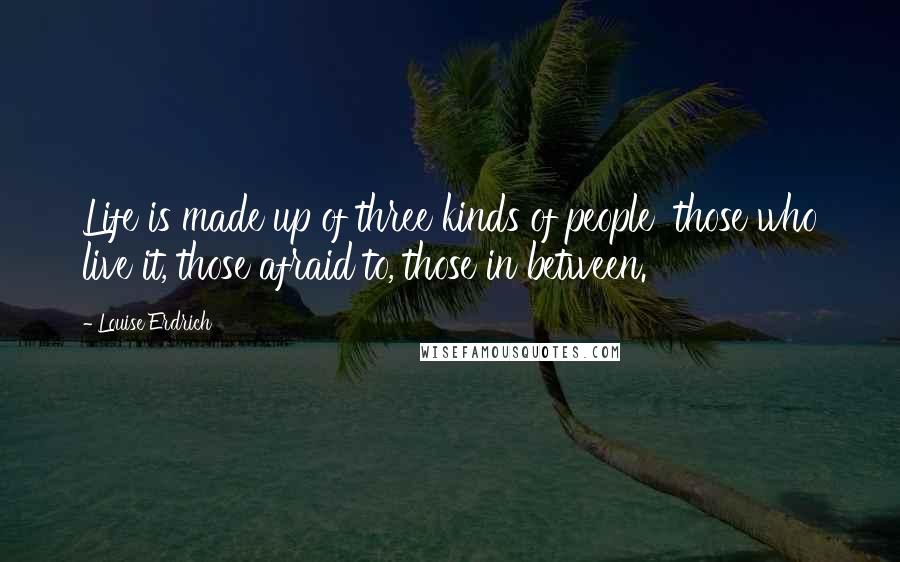 Louise Erdrich Quotes: Life is made up of three kinds of people  those who live it, those afraid to, those in between.