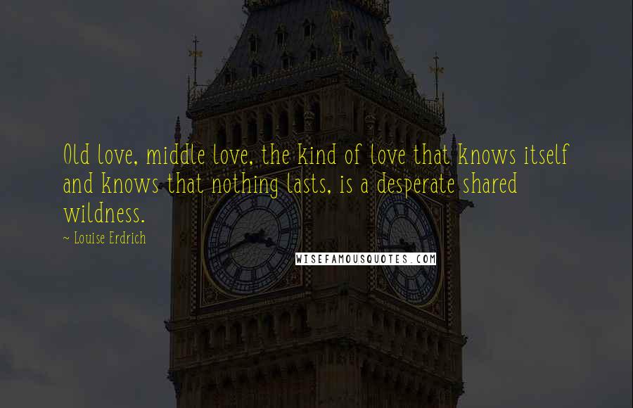 Louise Erdrich Quotes: Old love, middle love, the kind of love that knows itself and knows that nothing lasts, is a desperate shared wildness.