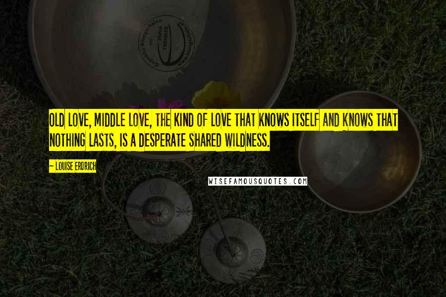 Louise Erdrich Quotes: Old love, middle love, the kind of love that knows itself and knows that nothing lasts, is a desperate shared wildness.