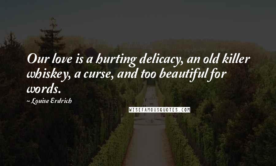 Louise Erdrich Quotes: Our love is a hurting delicacy, an old killer whiskey, a curse, and too beautiful for words.