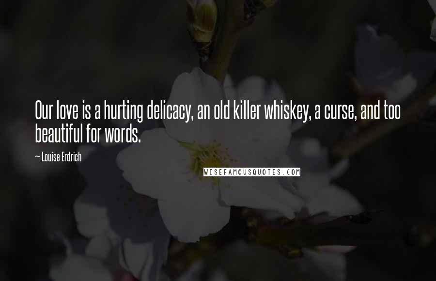 Louise Erdrich Quotes: Our love is a hurting delicacy, an old killer whiskey, a curse, and too beautiful for words.