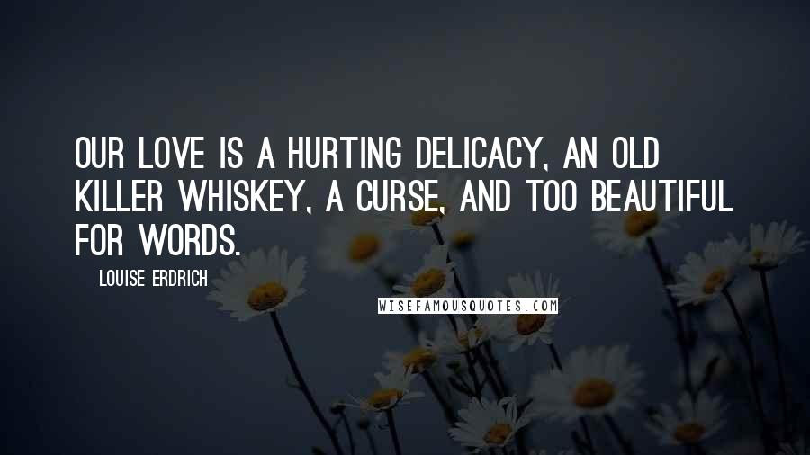 Louise Erdrich Quotes: Our love is a hurting delicacy, an old killer whiskey, a curse, and too beautiful for words.