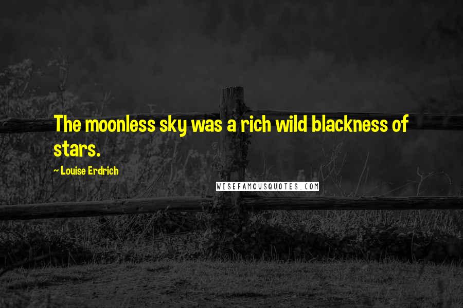 Louise Erdrich Quotes: The moonless sky was a rich wild blackness of stars.