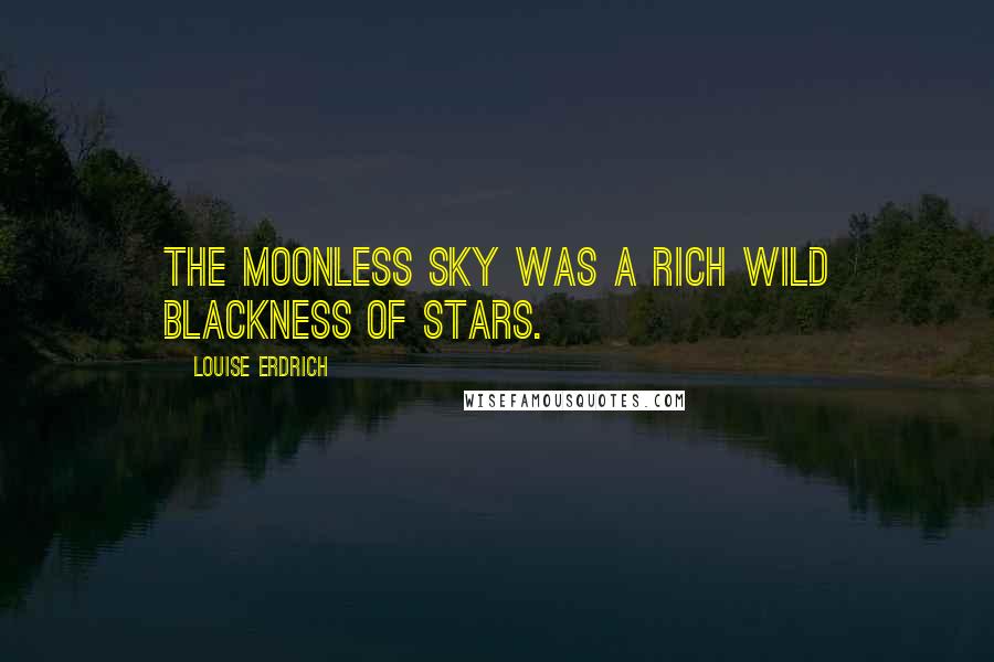 Louise Erdrich Quotes: The moonless sky was a rich wild blackness of stars.