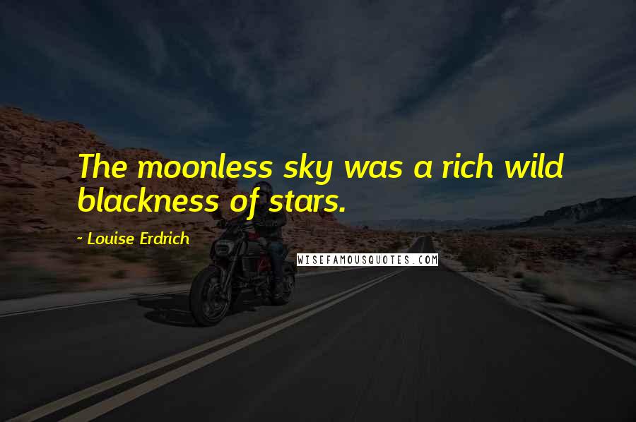 Louise Erdrich Quotes: The moonless sky was a rich wild blackness of stars.