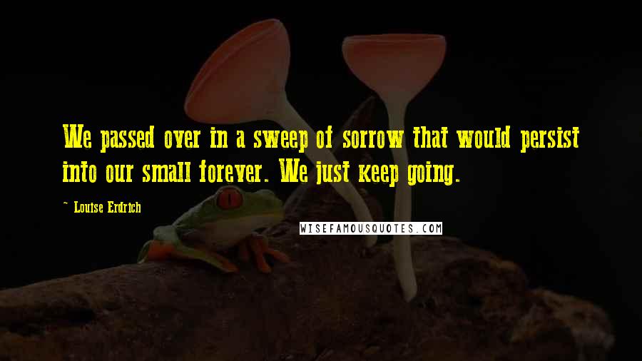 Louise Erdrich Quotes: We passed over in a sweep of sorrow that would persist into our small forever. We just keep going.