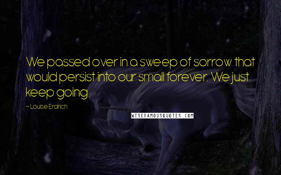 Louise Erdrich Quotes: We passed over in a sweep of sorrow that would persist into our small forever. We just keep going.