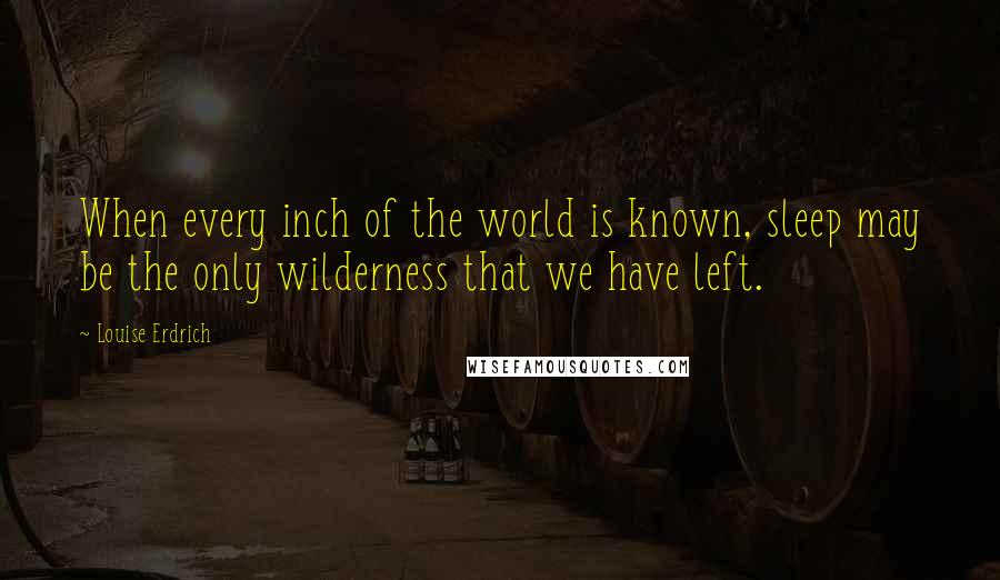 Louise Erdrich Quotes: When every inch of the world is known, sleep may be the only wilderness that we have left.