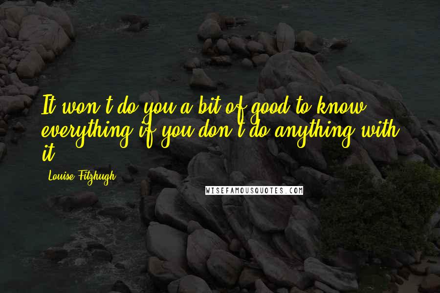 Louise Fitzhugh Quotes: It won't do you a bit of good to know everything if you don't do anything with it.