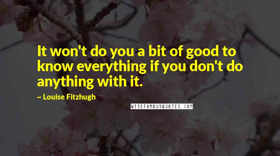 Louise Fitzhugh Quotes: It won't do you a bit of good to know everything if you don't do anything with it.