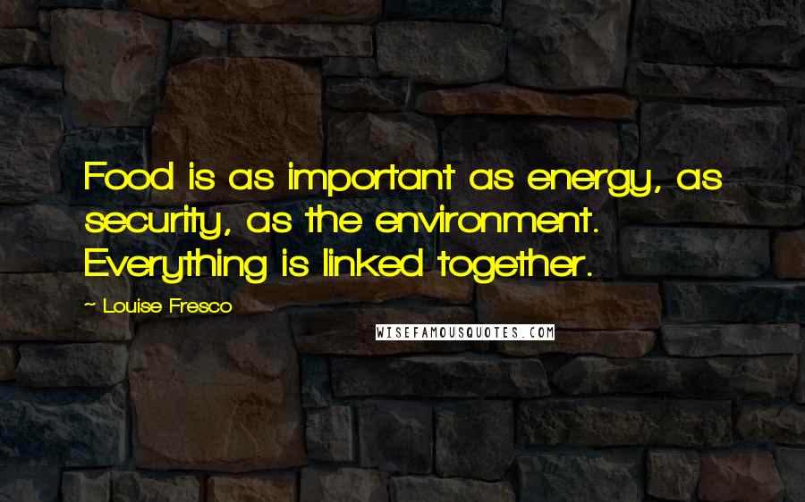 Louise Fresco Quotes: Food is as important as energy, as security, as the environment. Everything is linked together.