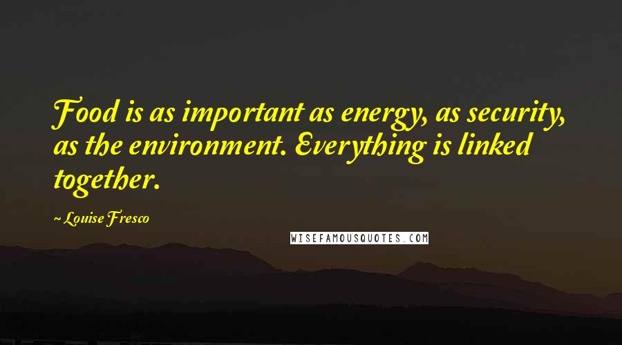 Louise Fresco Quotes: Food is as important as energy, as security, as the environment. Everything is linked together.
