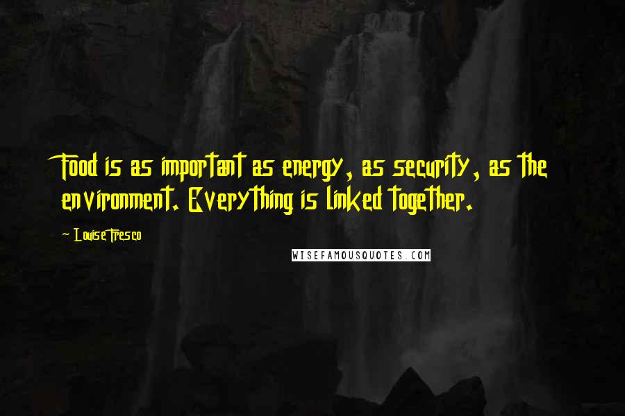 Louise Fresco Quotes: Food is as important as energy, as security, as the environment. Everything is linked together.