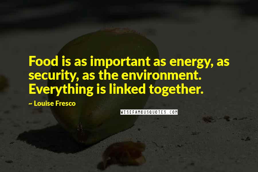 Louise Fresco Quotes: Food is as important as energy, as security, as the environment. Everything is linked together.
