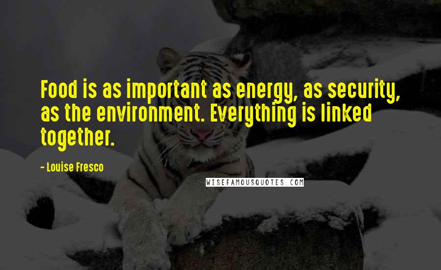 Louise Fresco Quotes: Food is as important as energy, as security, as the environment. Everything is linked together.