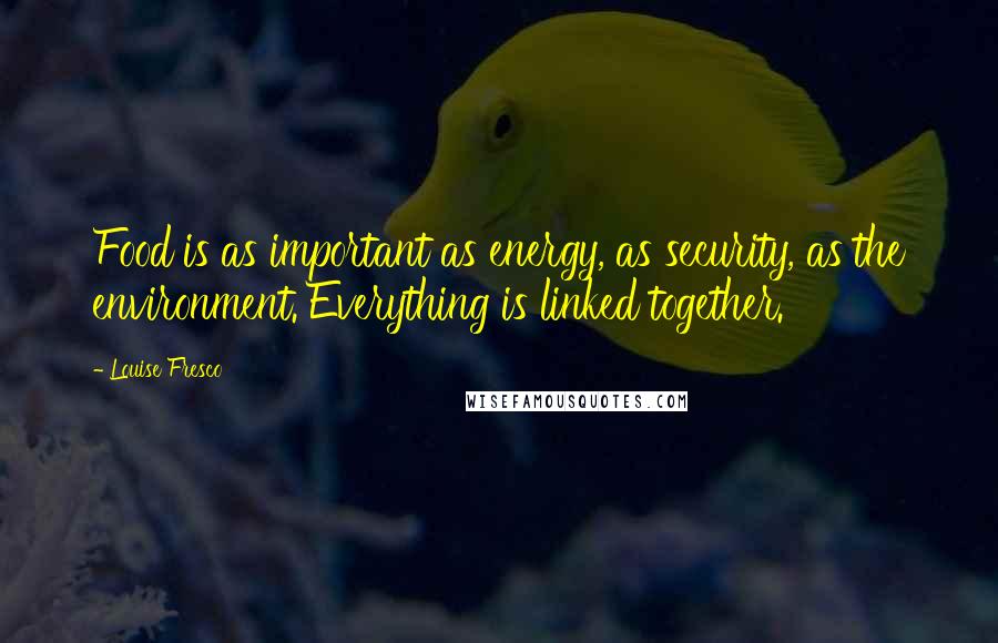 Louise Fresco Quotes: Food is as important as energy, as security, as the environment. Everything is linked together.