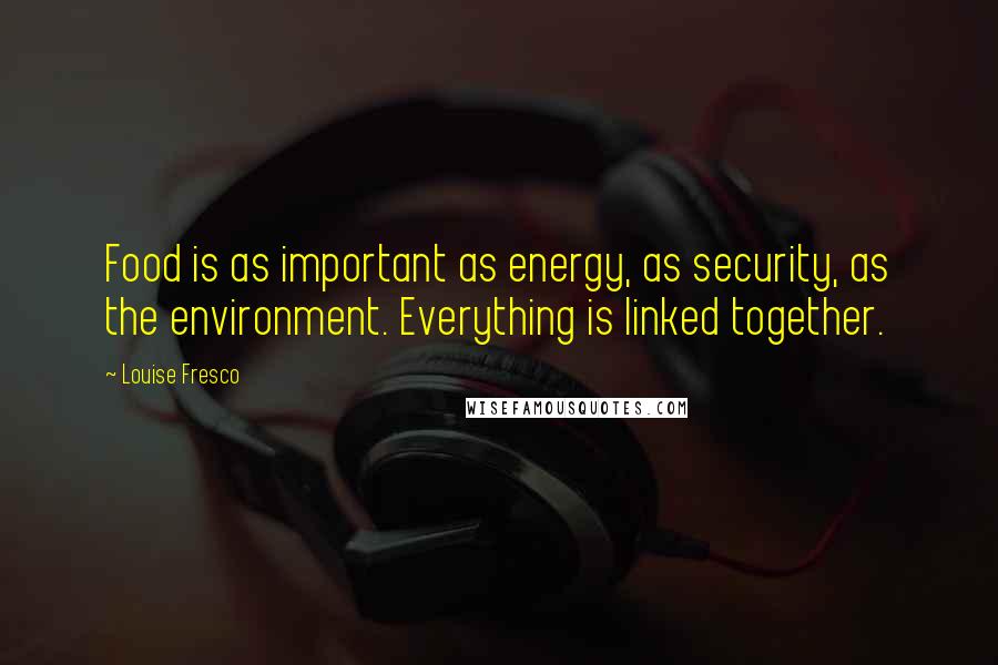 Louise Fresco Quotes: Food is as important as energy, as security, as the environment. Everything is linked together.