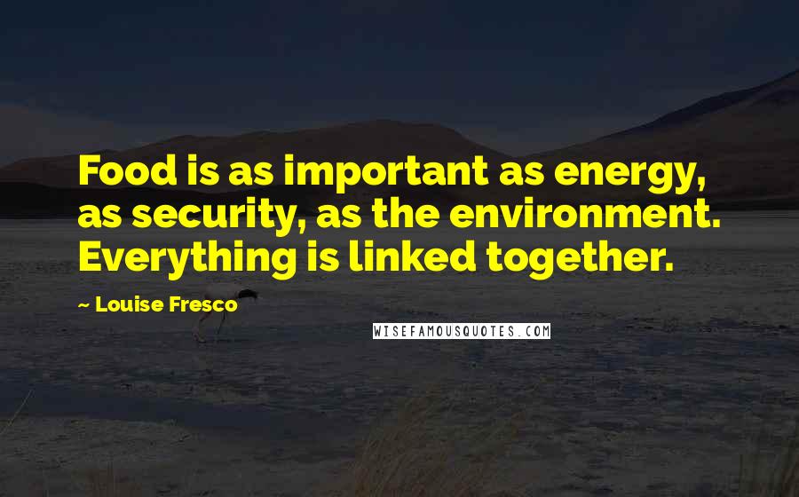 Louise Fresco Quotes: Food is as important as energy, as security, as the environment. Everything is linked together.