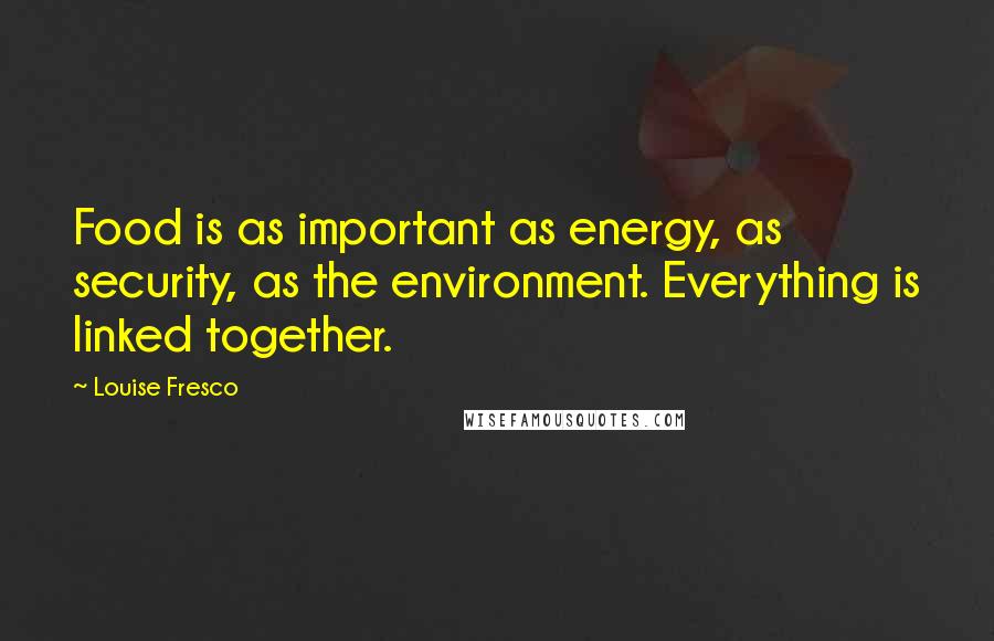 Louise Fresco Quotes: Food is as important as energy, as security, as the environment. Everything is linked together.