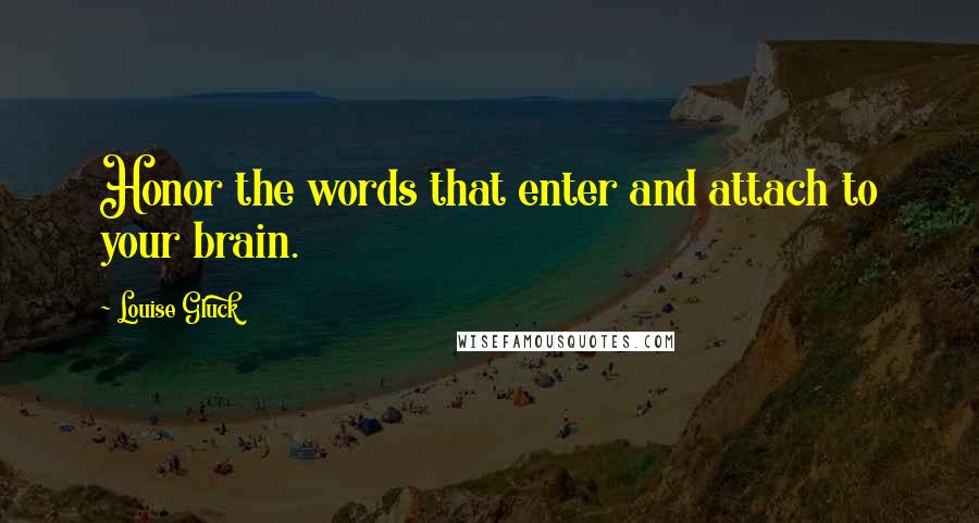 Louise Gluck Quotes: Honor the words that enter and attach to your brain.