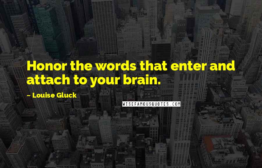 Louise Gluck Quotes: Honor the words that enter and attach to your brain.