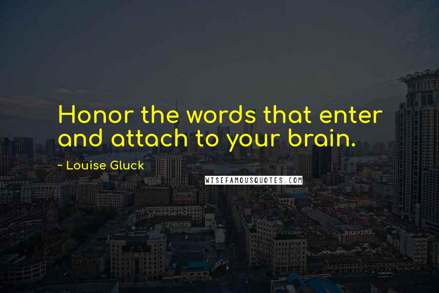 Louise Gluck Quotes: Honor the words that enter and attach to your brain.