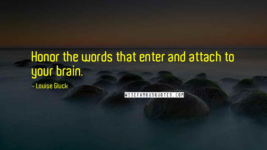 Louise Gluck Quotes: Honor the words that enter and attach to your brain.