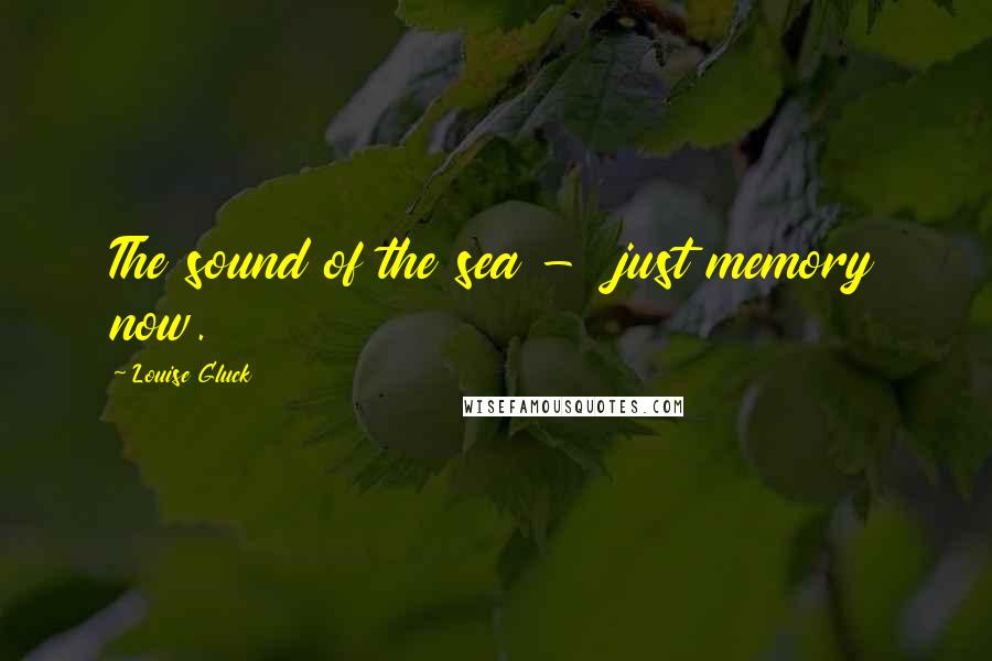 Louise Gluck Quotes: The sound of the sea - just memory now.
