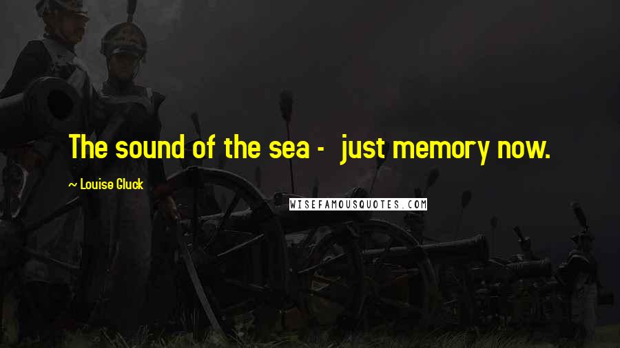 Louise Gluck Quotes: The sound of the sea -  just memory now.