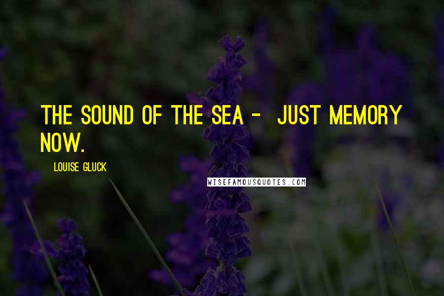 Louise Gluck Quotes: The sound of the sea -  just memory now.