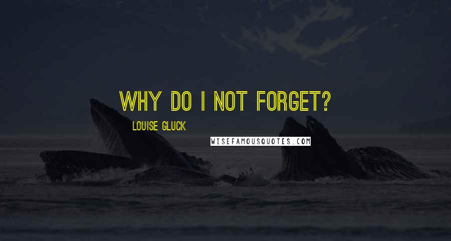 Louise Gluck Quotes: Why do I not forget?