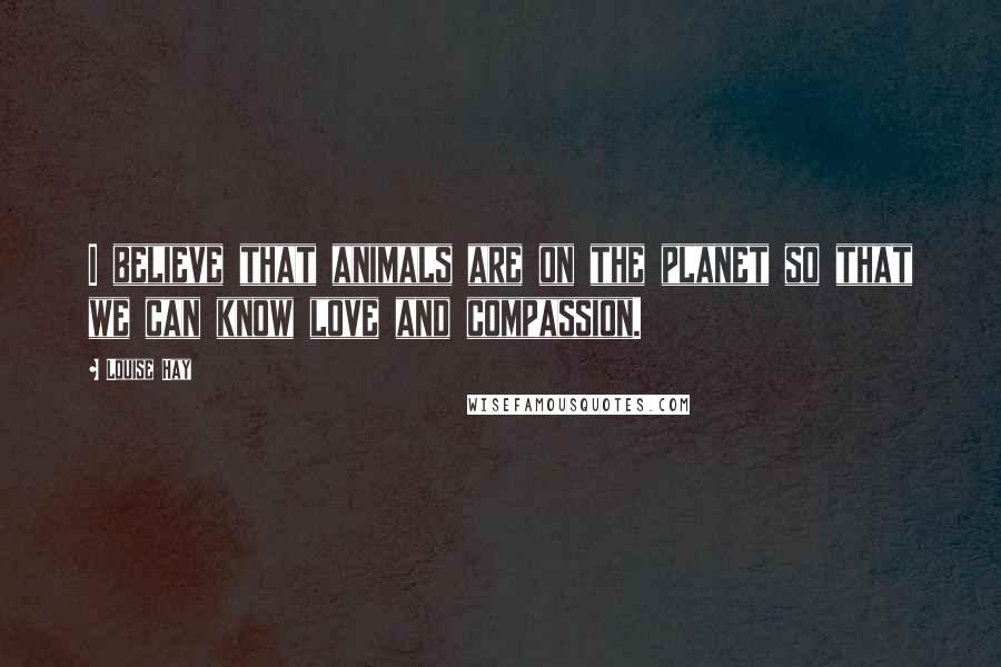 Louise Hay Quotes: I believe that animals are on the planet so that we can know love and compassion.