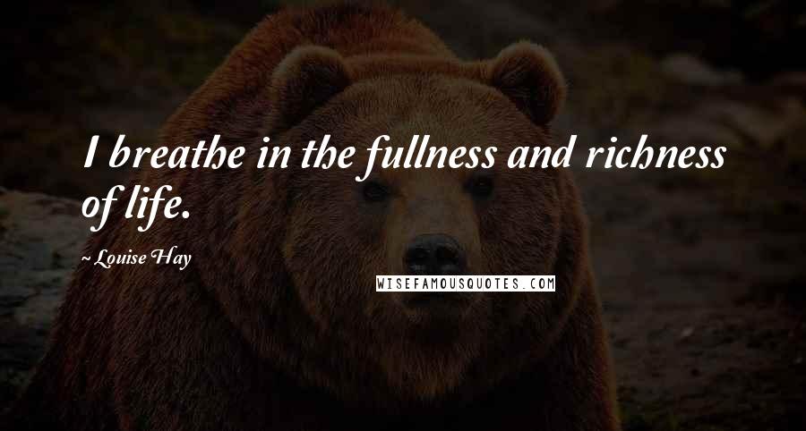 Louise Hay Quotes: I breathe in the fullness and richness of life.