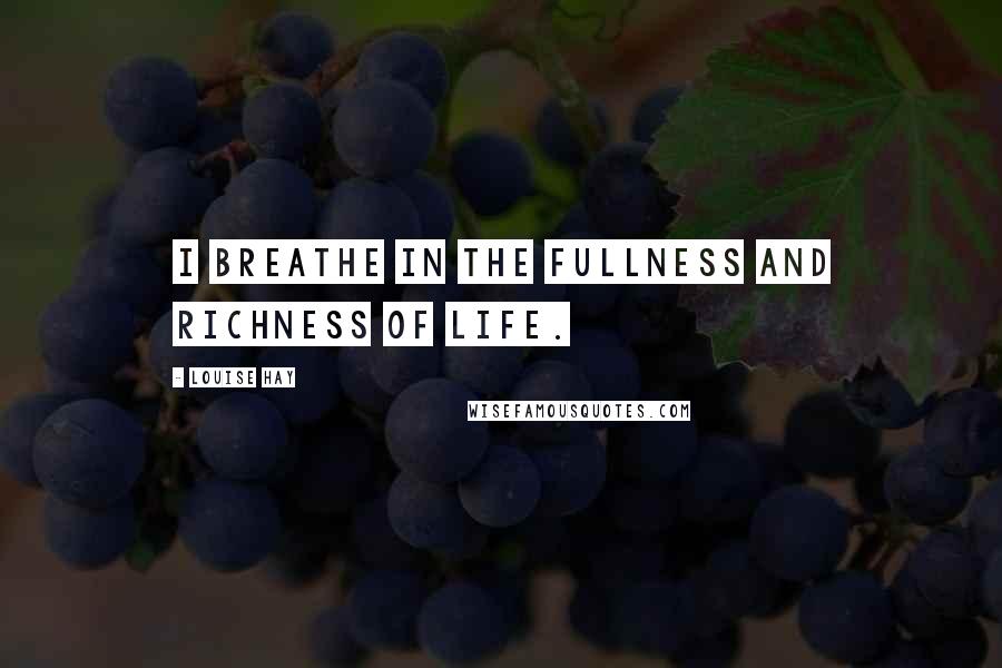 Louise Hay Quotes: I breathe in the fullness and richness of life.
