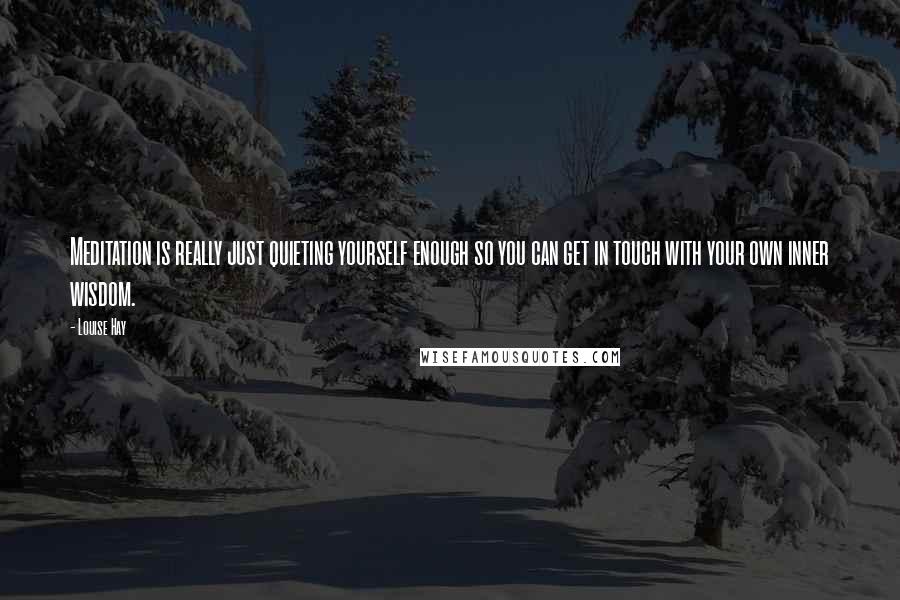 Louise Hay Quotes: Meditation is really just quieting yourself enough so you can get in touch with your own inner wisdom.