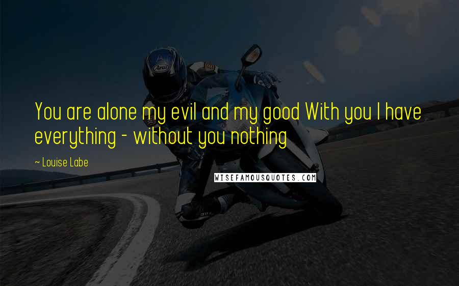 Louise Labe Quotes: You are alone my evil and my good With you I have everything - without you nothing