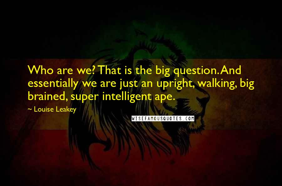 Louise Leakey Quotes: Who are we? That is the big question. And essentially we are just an upright, walking, big brained, super intelligent ape.