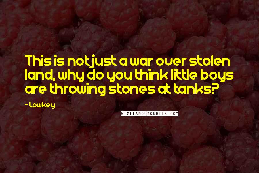 Lowkey Quotes: This is not just a war over stolen land, why do you think little boys are throwing stones at tanks?