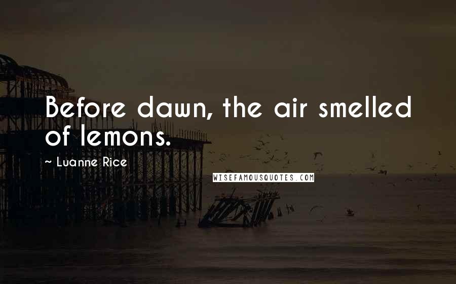 Luanne Rice Quotes: Before dawn, the air smelled of lemons.