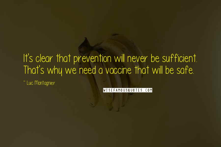 Luc Montagnier Quotes: It's clear that prevention will never be sufficient. That's why we need a vaccine that will be safe.