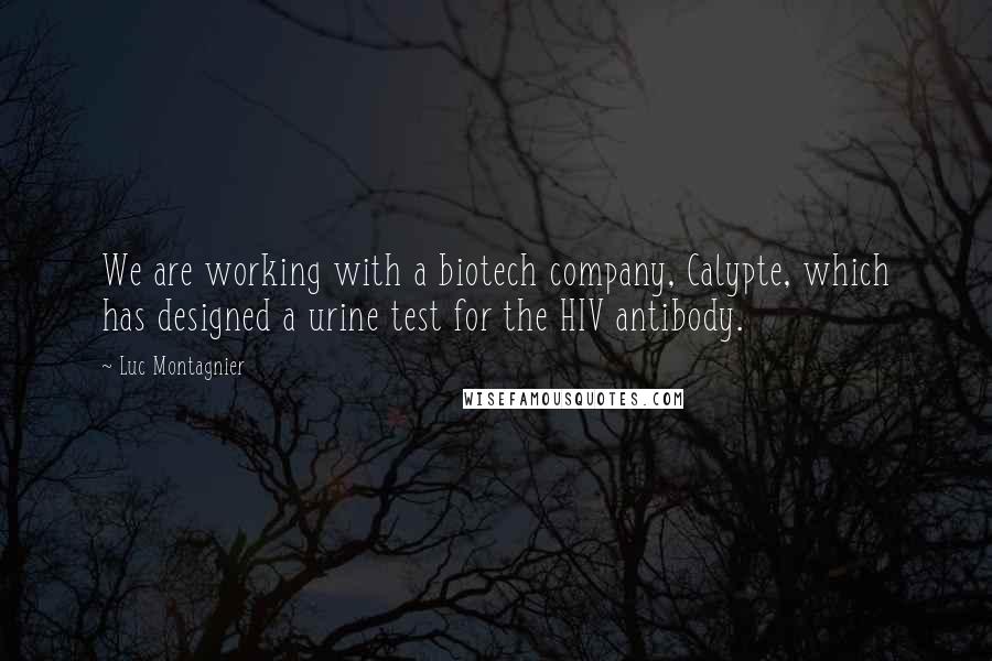 Luc Montagnier Quotes: We are working with a biotech company, Calypte, which has designed a urine test for the HIV antibody.