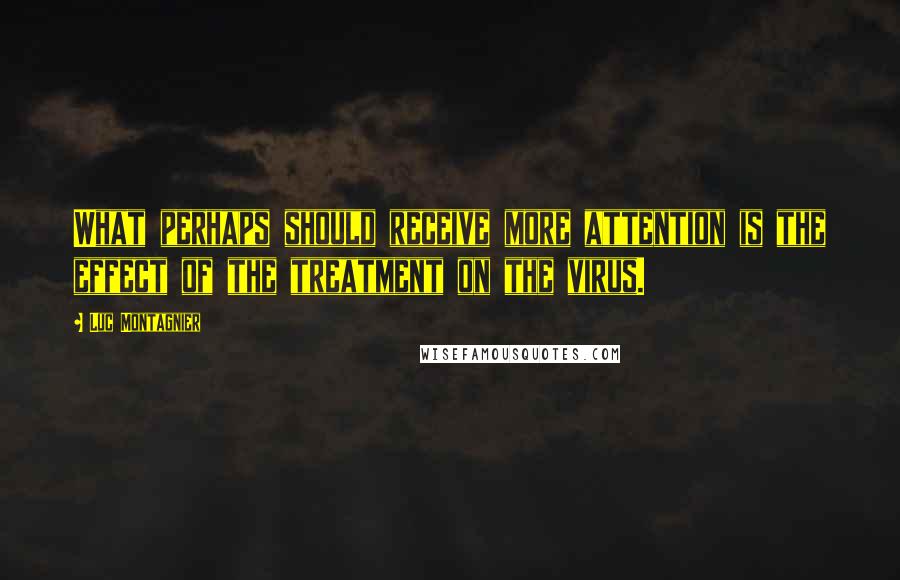 Luc Montagnier Quotes: What perhaps should receive more attention is the effect of the treatment on the virus.