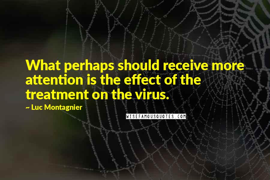 Luc Montagnier Quotes: What perhaps should receive more attention is the effect of the treatment on the virus.