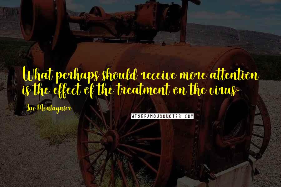 Luc Montagnier Quotes: What perhaps should receive more attention is the effect of the treatment on the virus.