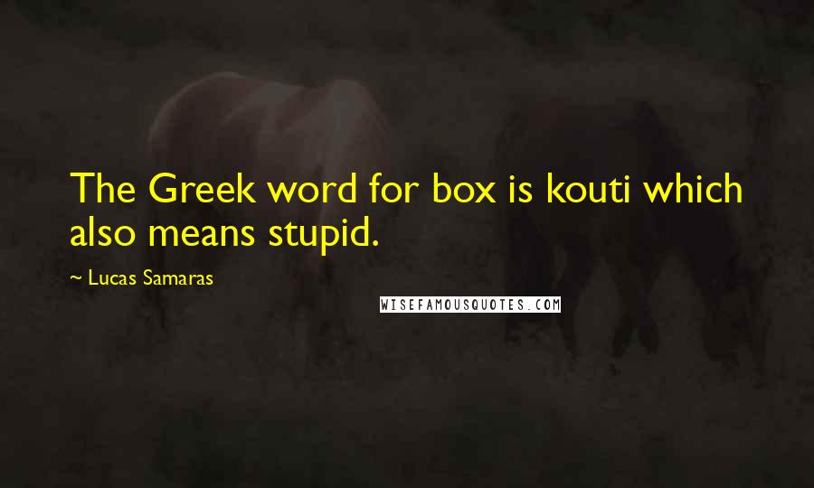 Lucas Samaras Quotes: The Greek word for box is kouti which also means stupid.