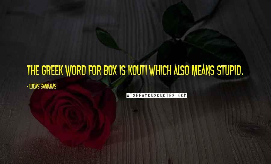 Lucas Samaras Quotes: The Greek word for box is kouti which also means stupid.