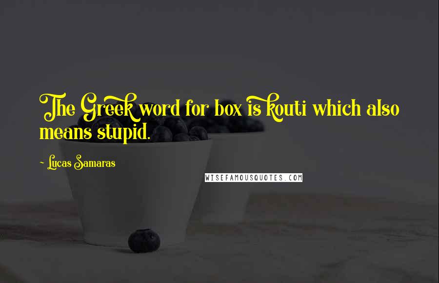 Lucas Samaras Quotes: The Greek word for box is kouti which also means stupid.