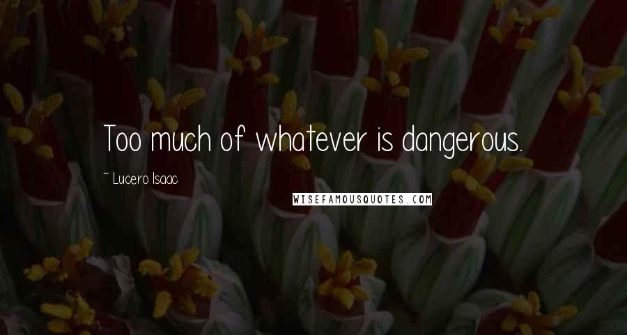 Lucero Isaac Quotes: Too much of whatever is dangerous.