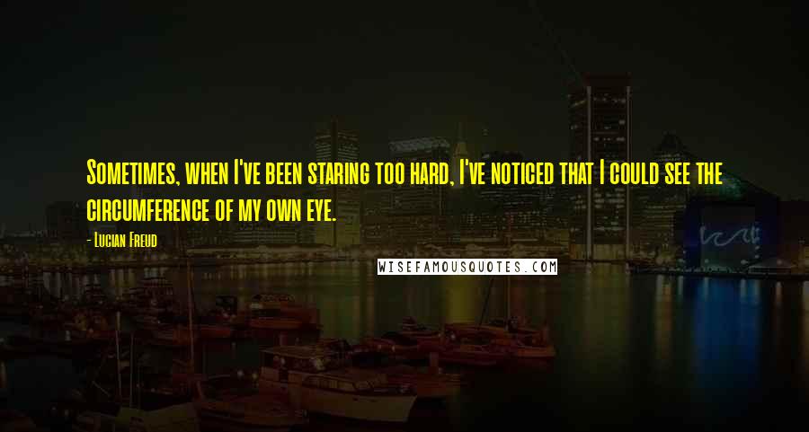 Lucian Freud Quotes: Sometimes, when I've been staring too hard, I've noticed that I could see the circumference of my own eye.